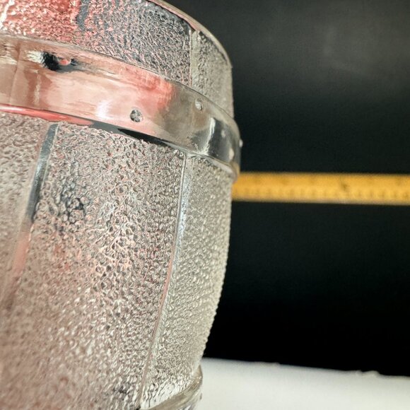 Vintage Hazel Atlas Clear Barrel Keg Mug Shot Glass w Handle Texture Bar Decor - Picture 10 of 10